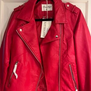 Chic Red Leather Jacket by
